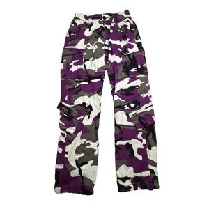 Purple Camo Cargo Pants Girls Size 8 Streetwear Utility Tactical Camouflage